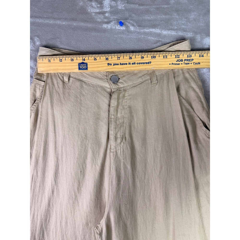 Emporio Armani Womens Size 26 Linen Beige High Waist Wide Leg Trousers Pants - Picture 8 of 12